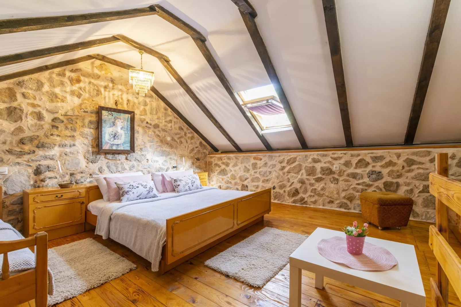 Rustical Resort Kokorići with Shared Outdoor Swimming Pool - One Bedroom Apartment with Terrace-Slaapkamer