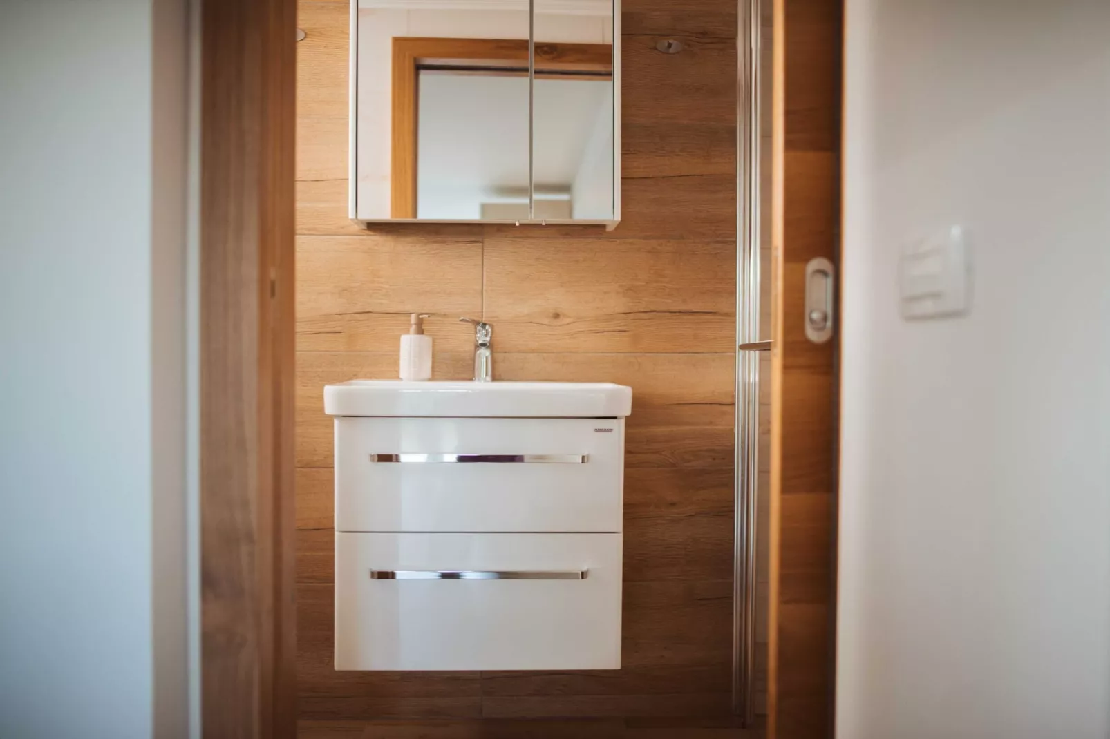 Cozy Holiday Home with Fireplace and Scenic Hills in Bistrica ob Sotli - Two Bedroom Holiday Home-Badkamer