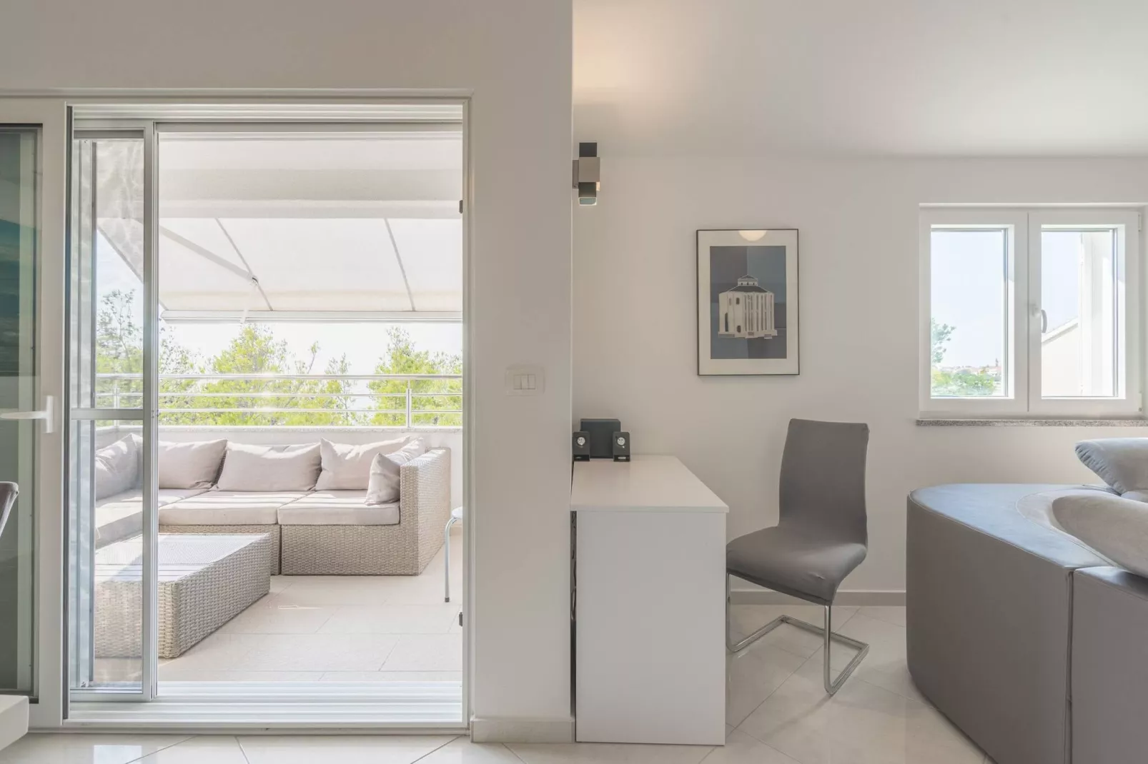 Sea view apartment Privlaka-Terrasbalkon