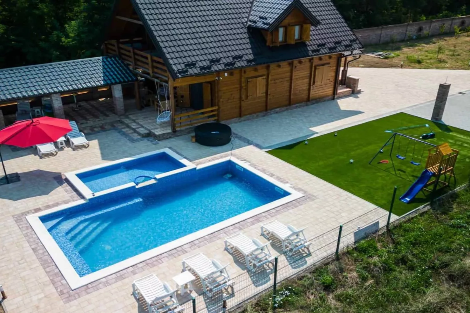 Wooden House Vučedol - Four bedroom villa-Zwembad