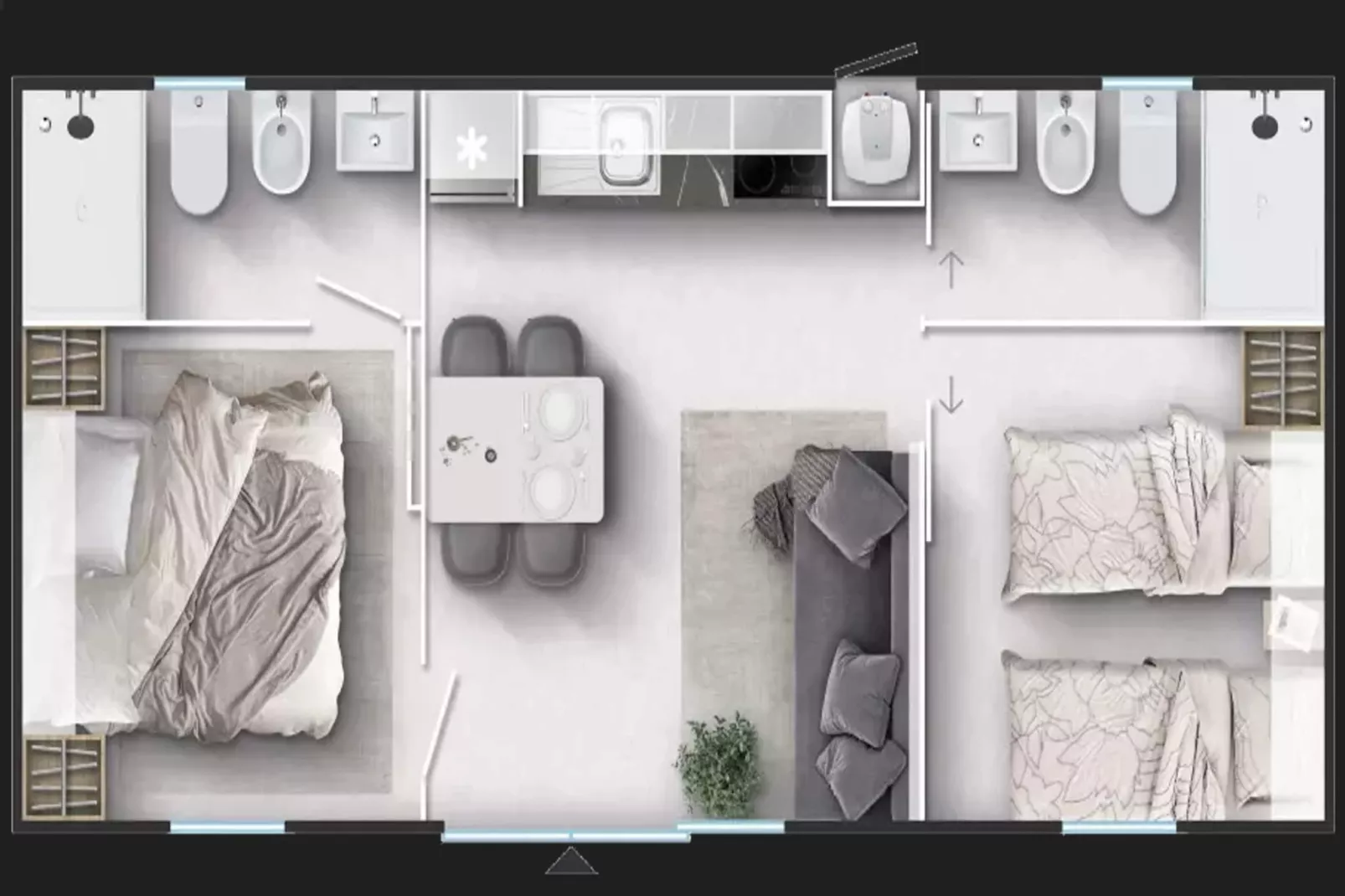 Mobile Homes Strasko Novalja Olive 34 qm für 5 Pers-Plattegrond