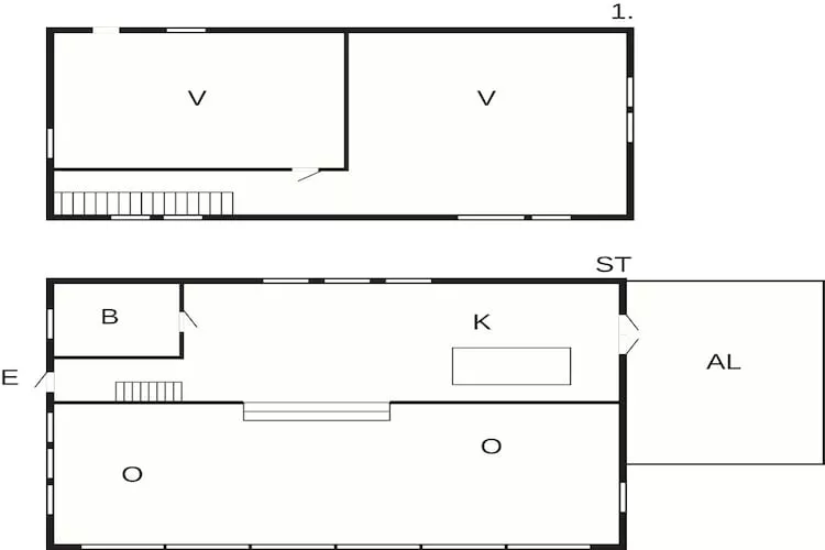 Rustig eilandhuis vlakbij de zee-Plattegrond