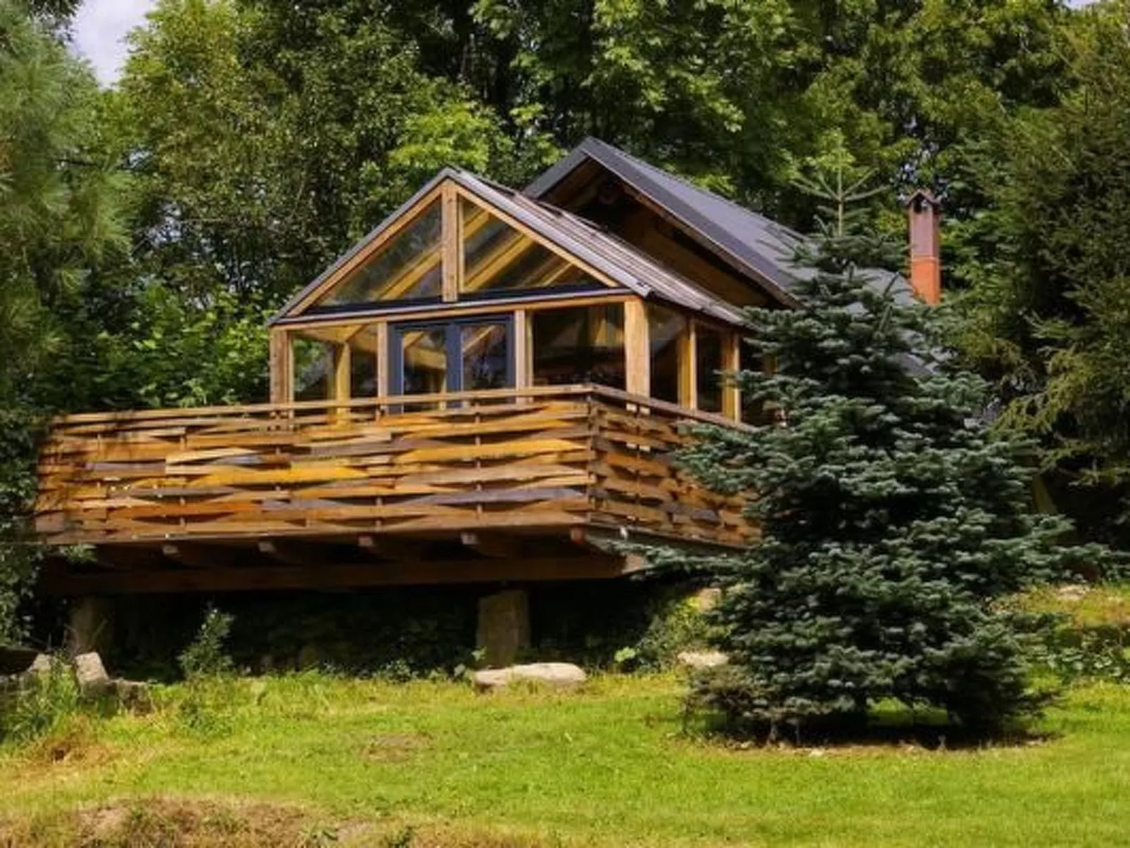 Blockhaus in Gajówka mit Kaminofen