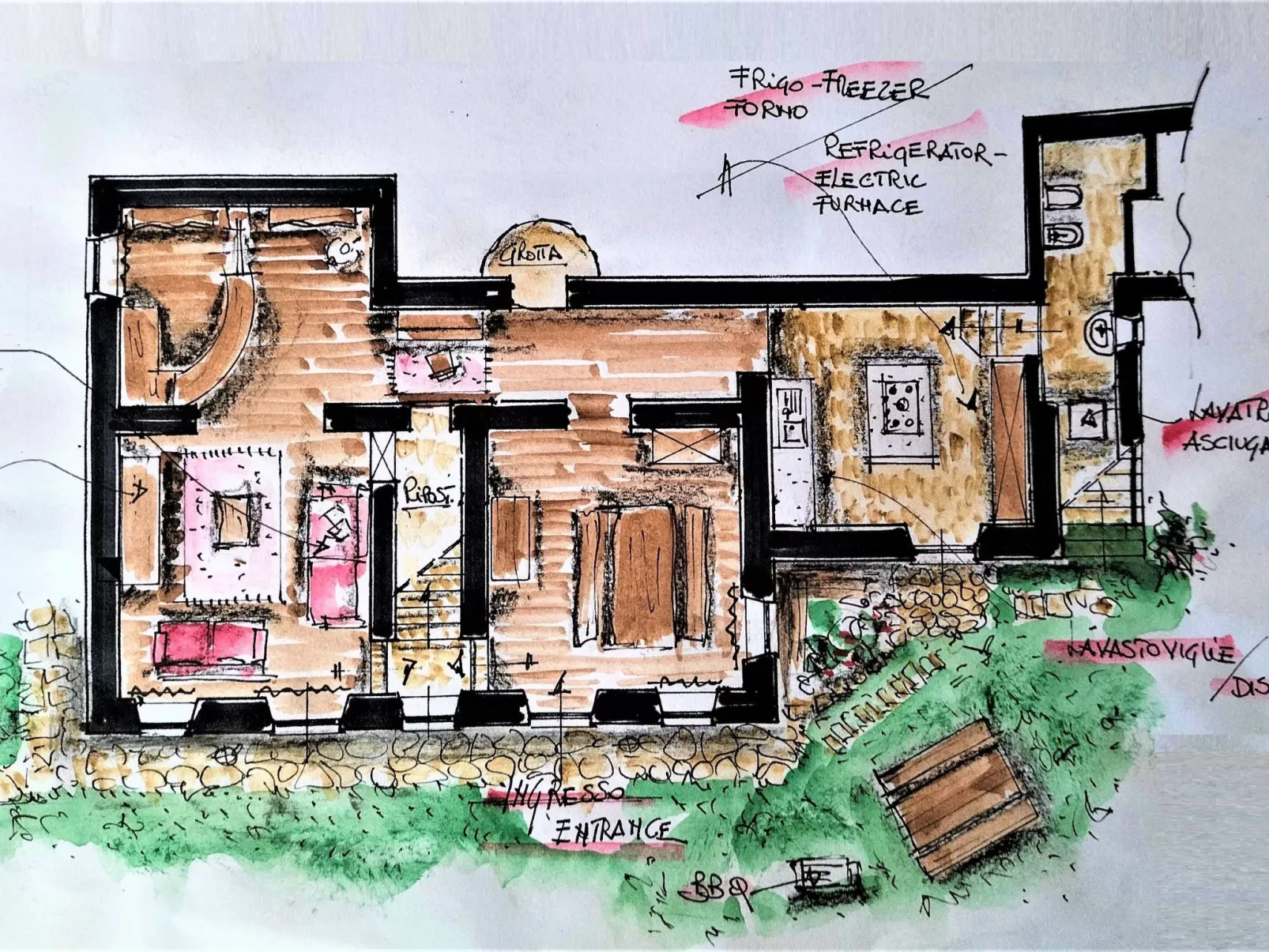 Große Wohnung mit Blick von den Bergen bis zum Meer