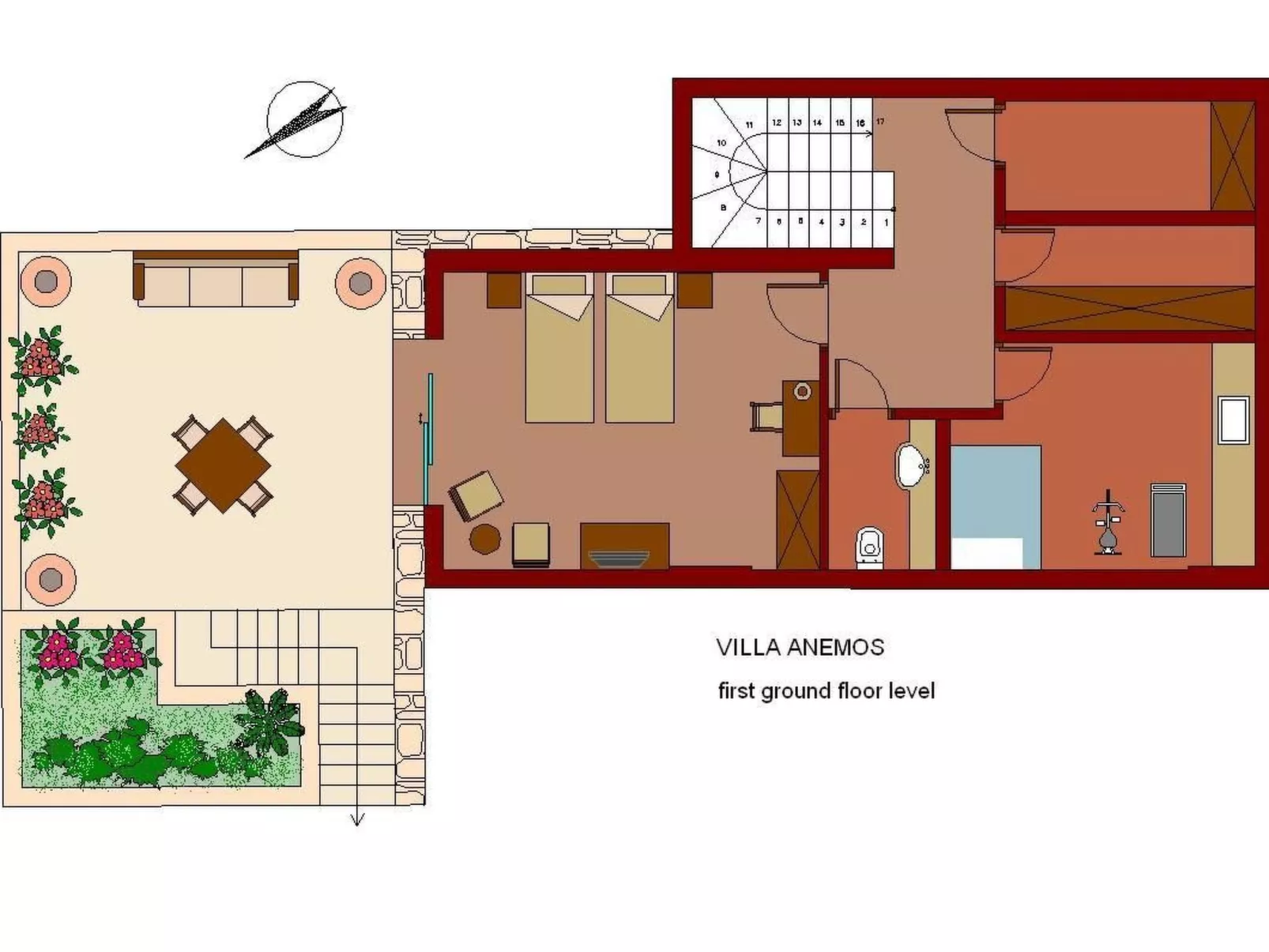 Anemos Villa Ferienhaus Aussicht Gemütlicher beheizter Pool-Binnen