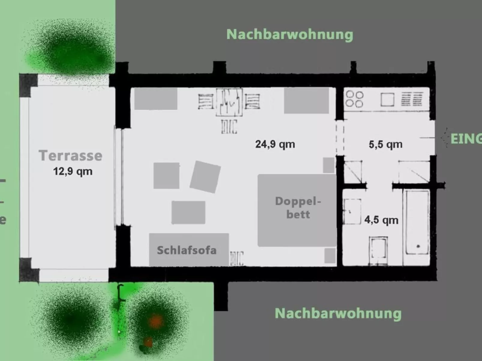 Studio mit Blick auf das Wasser-Binnen