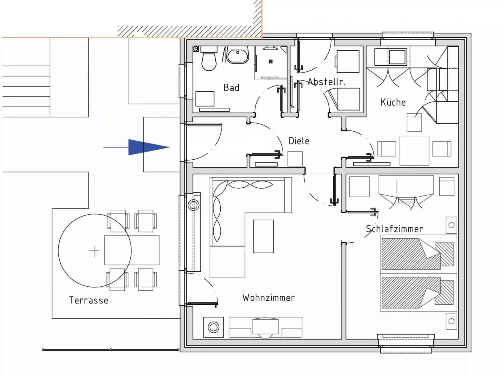 Zentrale Ferienwohnung mit Terrasse - Binnen