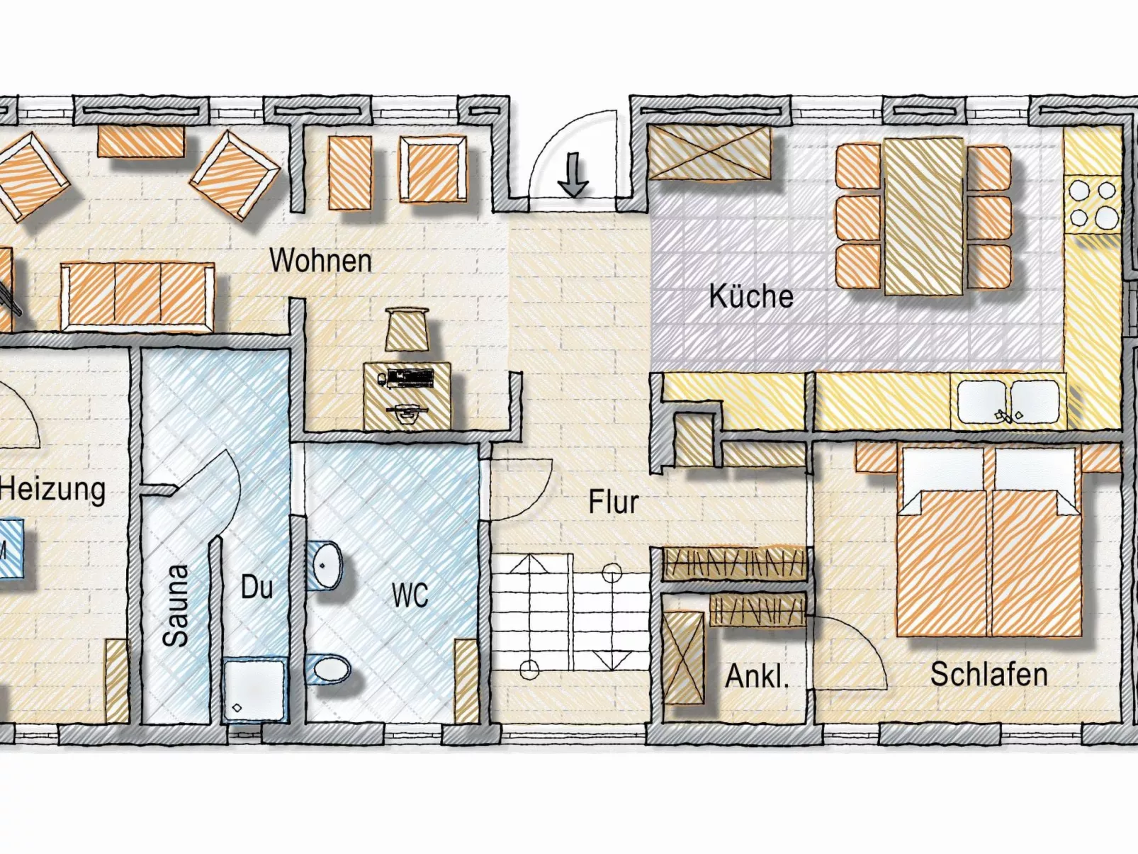 Reetdachhaus inmitten von Wiesen und Feldern-Binnen
