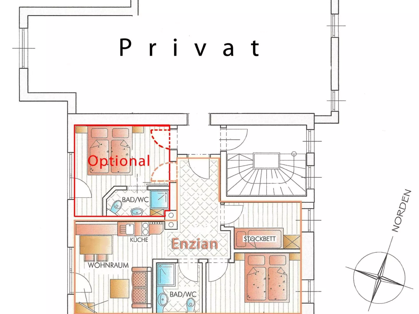 Schöne Wohnung Enzian für vier Personen-Binnen
