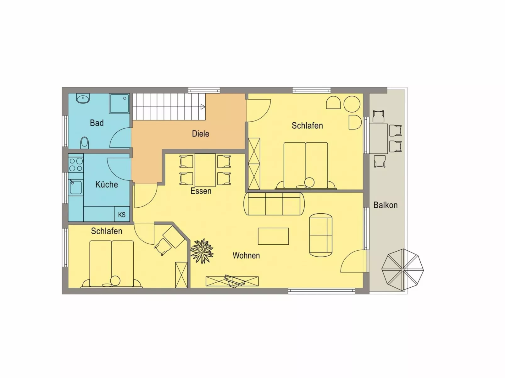 Premium-Ferienwohnung mit Balkon und Bergblick-Binnen