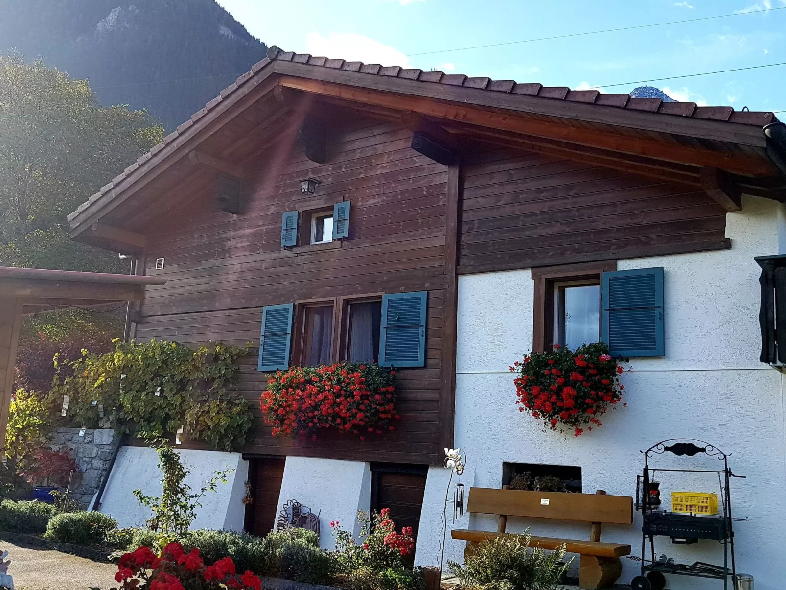 Chalet Haus (bei Einfahrt grosser Nussbaum )-Buiten