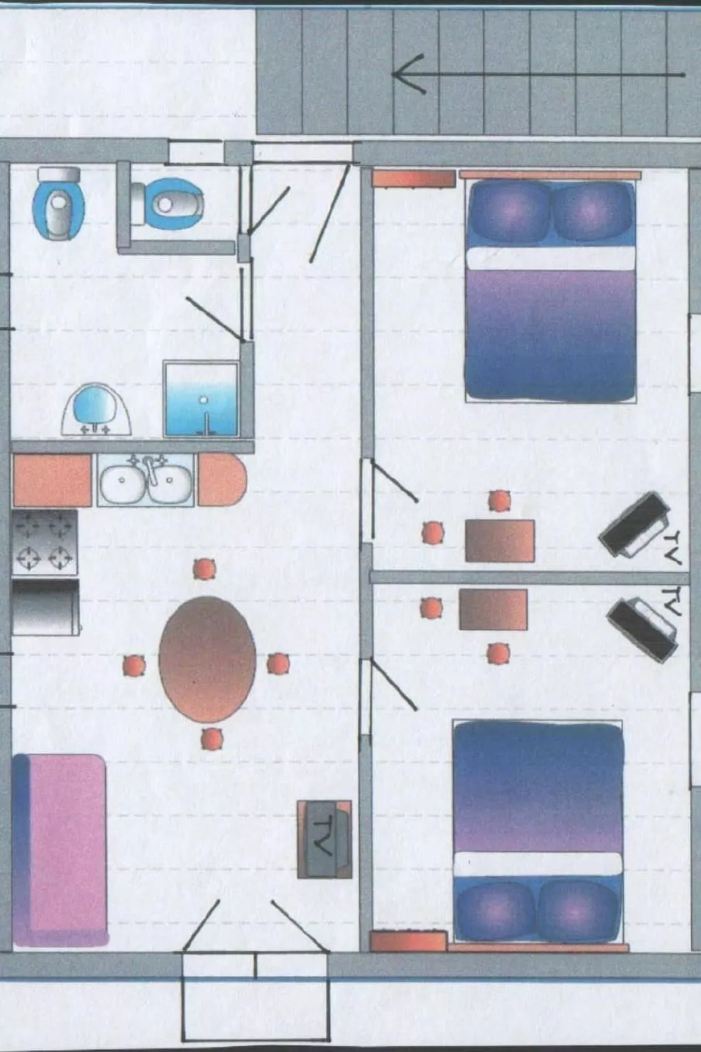 Appartement B in Strandnähe mit Terrasse und Grill - Binnen