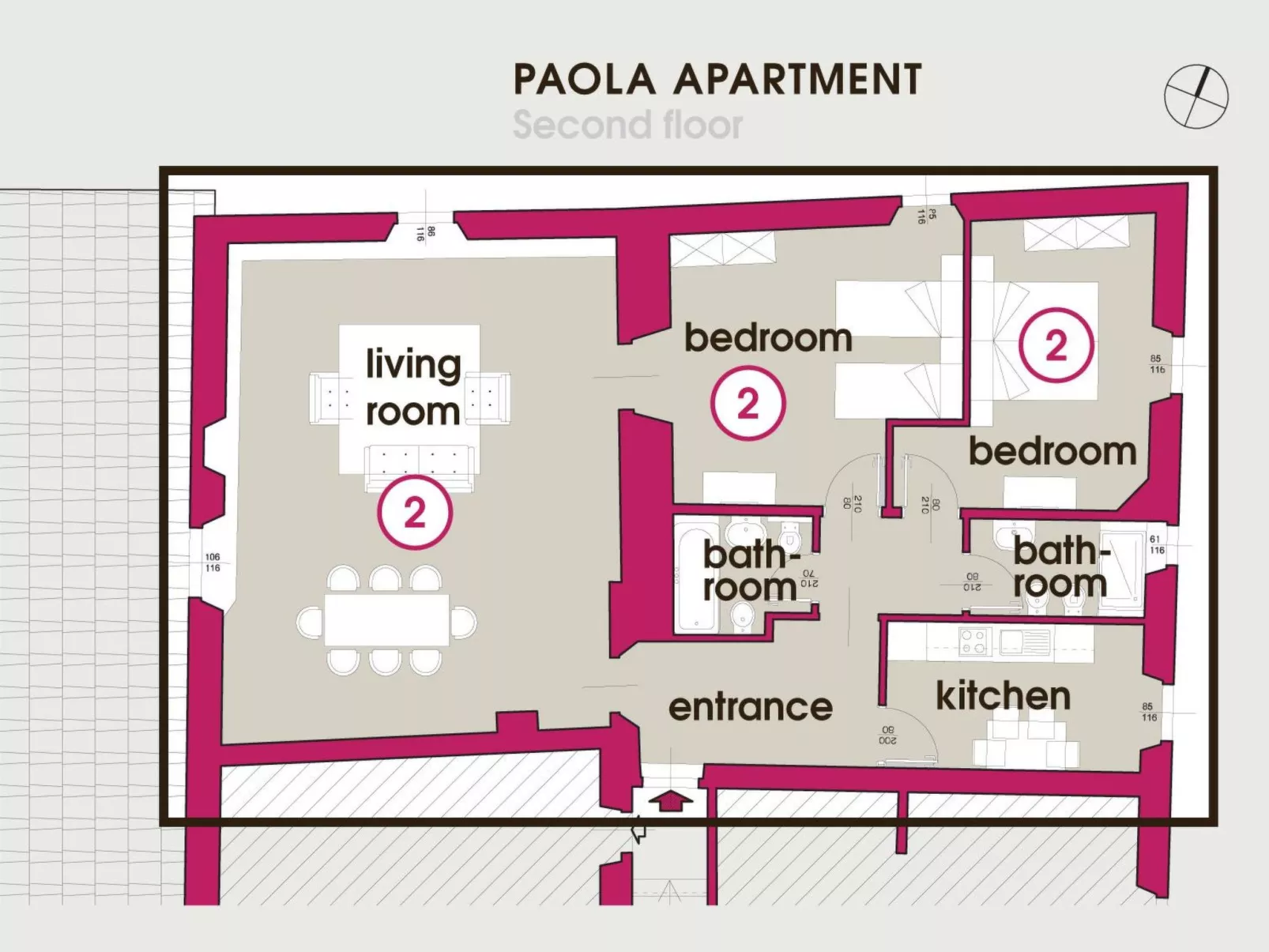 Schönes Apartment mit 2 Schlafzimmern und 2 Bädern-Image-tags.info