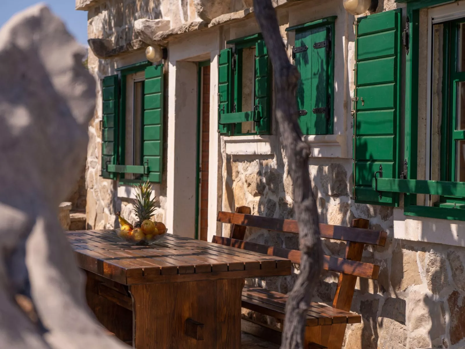 Ranch Visoka in Selca mit Panoramablick aufs Meer-Buiten