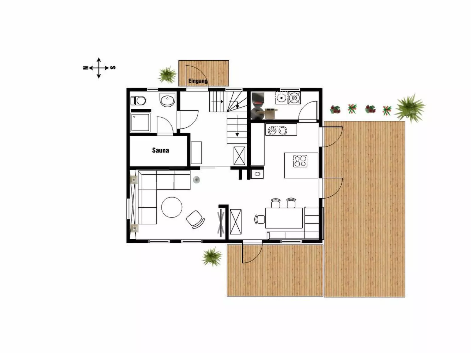 Komfortables Ferienhaus in Breege mit Sauna-Binnen