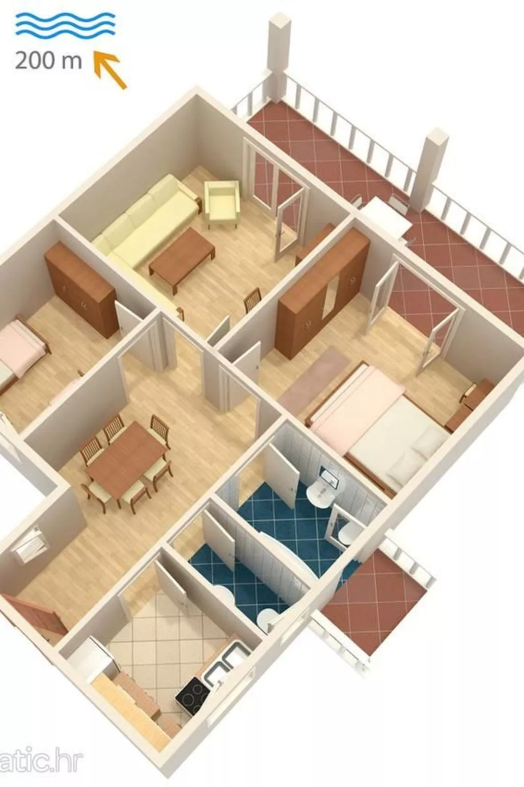 Familienwohnung in Malinska-Binnen