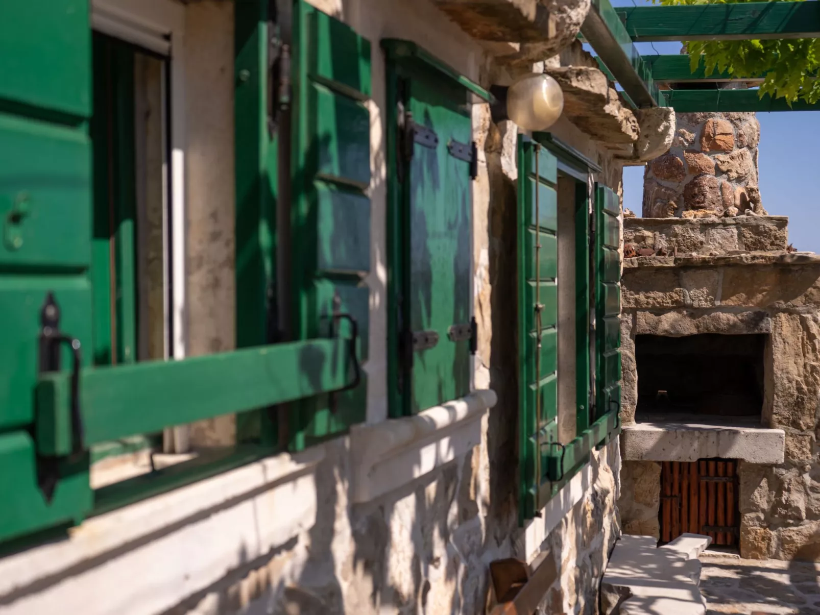 Ranch Visoka in Selca mit Panoramablick aufs Meer-Buiten