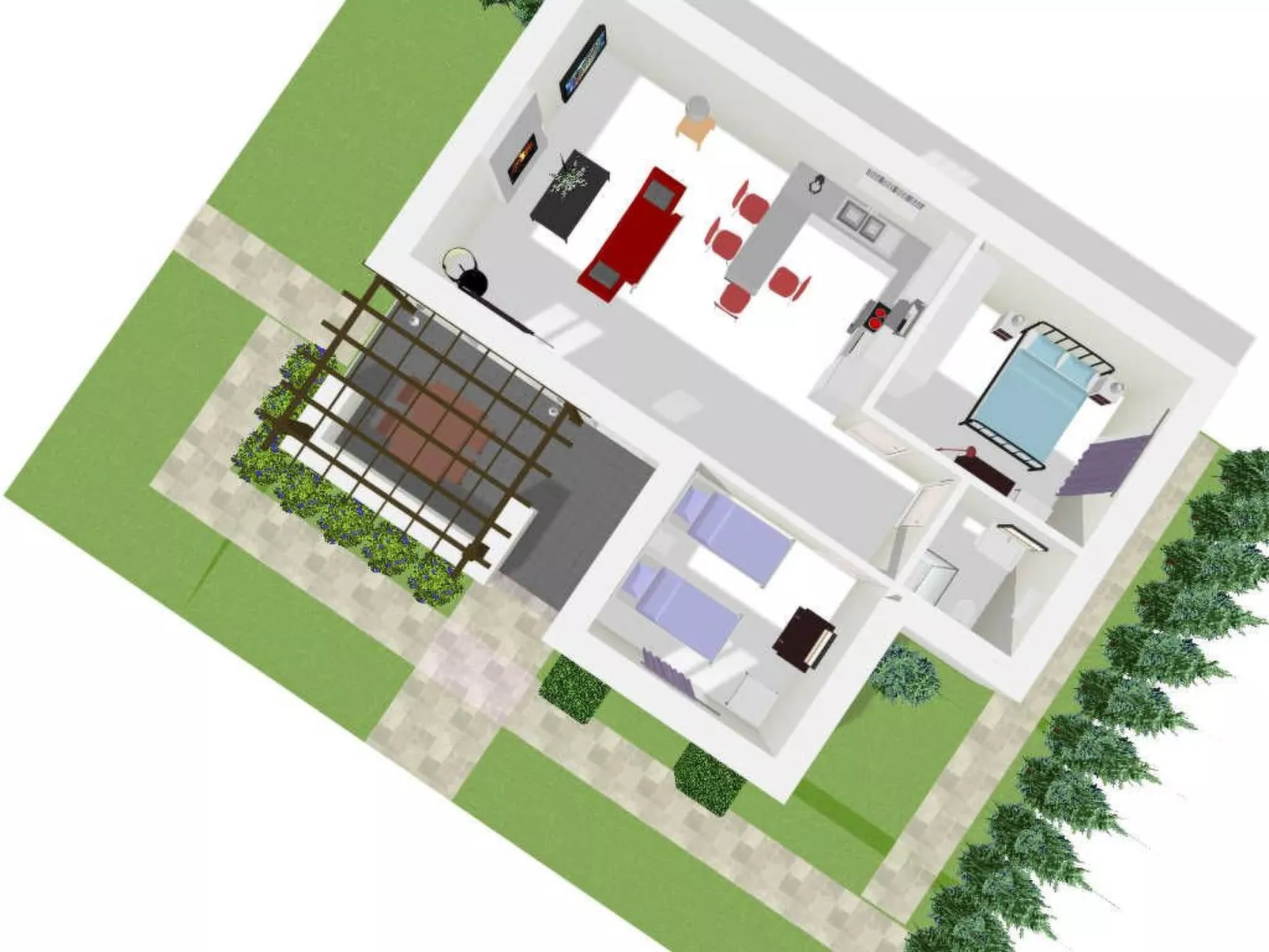 Villa mit zwei Schlafzimmern für 6 Personen. Parken, WiFi-Binnen