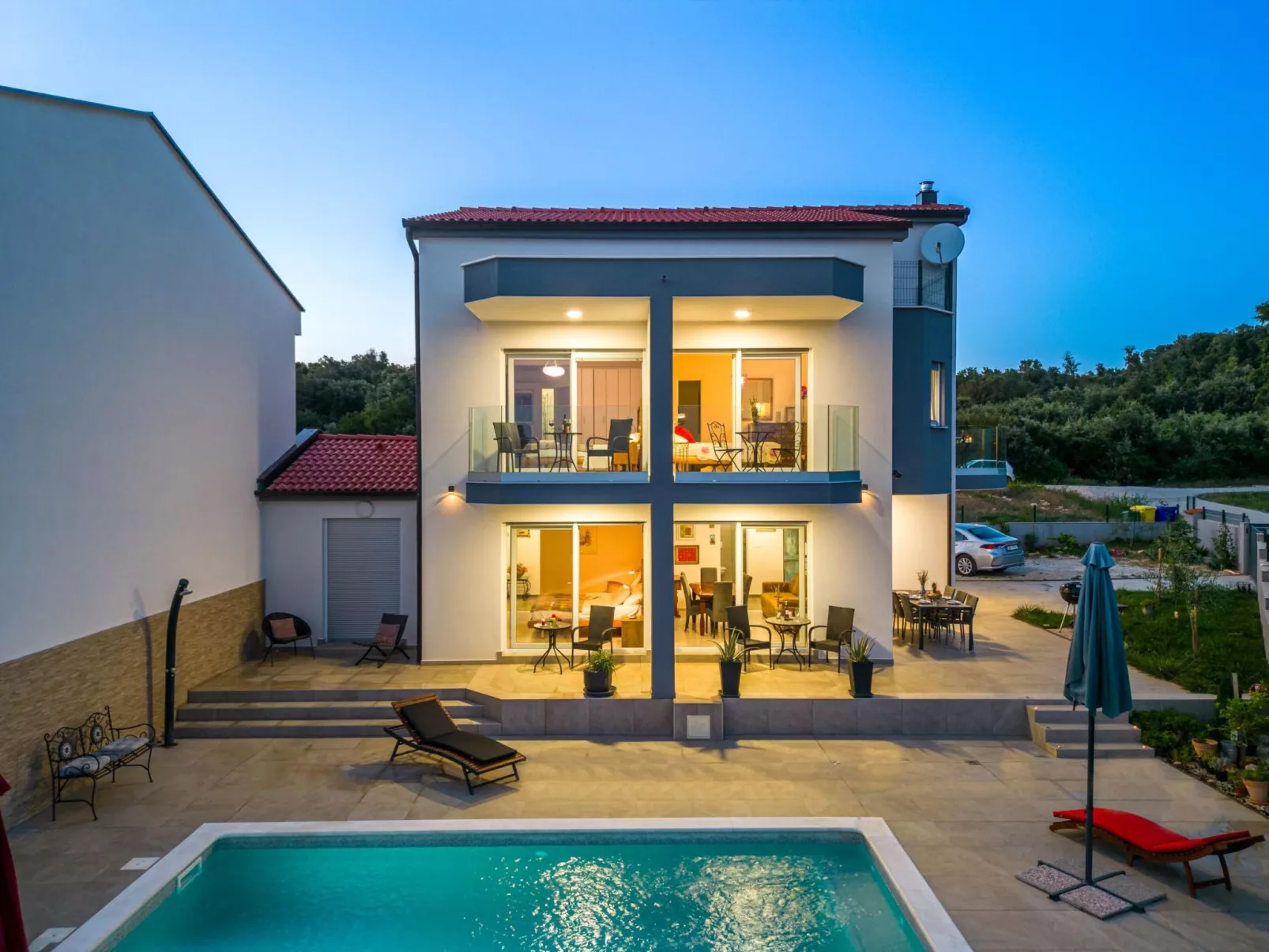 Für 7 Personen und 1 Kind in Segotici, Istrien (Südküste von Istrien)