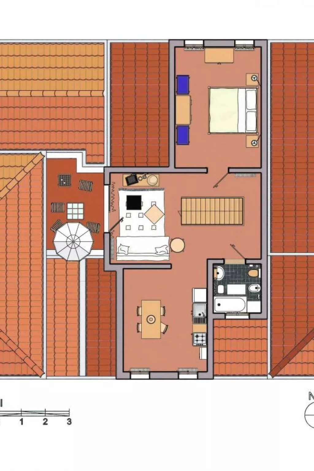 Zweijährige Terrassenwohnung-Binnen