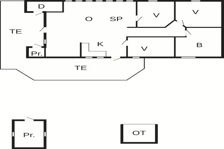 Vakantiehuis met terras en vuurplaats - Plattegrond