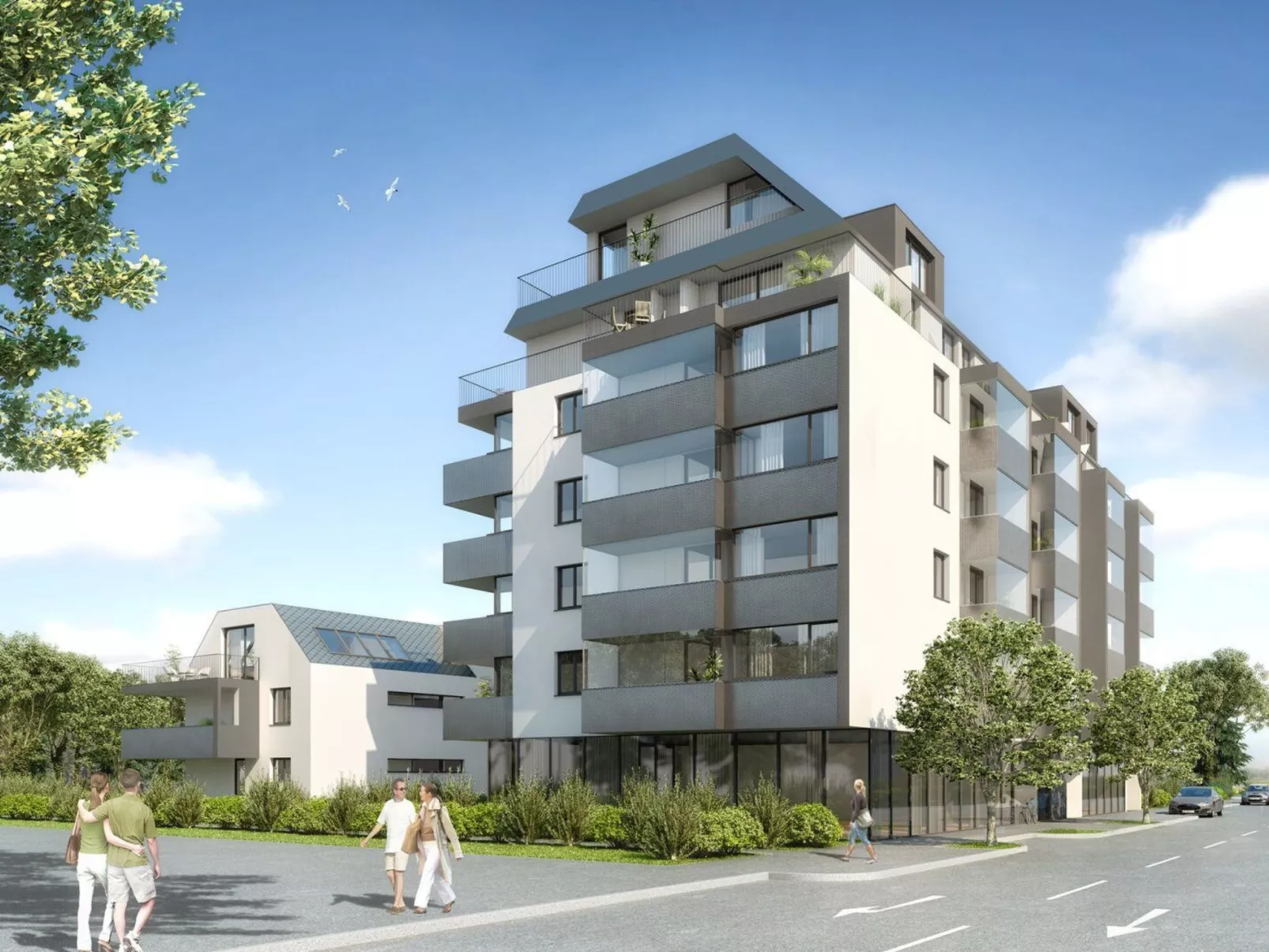 Moderne Wohnung in Kaisermühlen mit Garten und Panoramablick