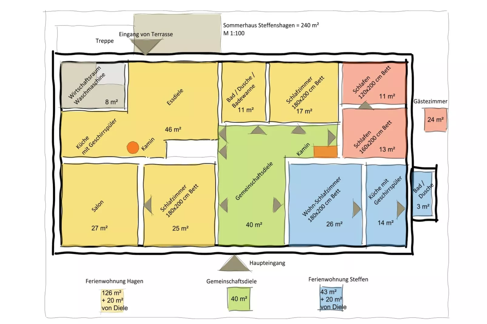 Sommerhaus Steffenshagen-Plattegrond