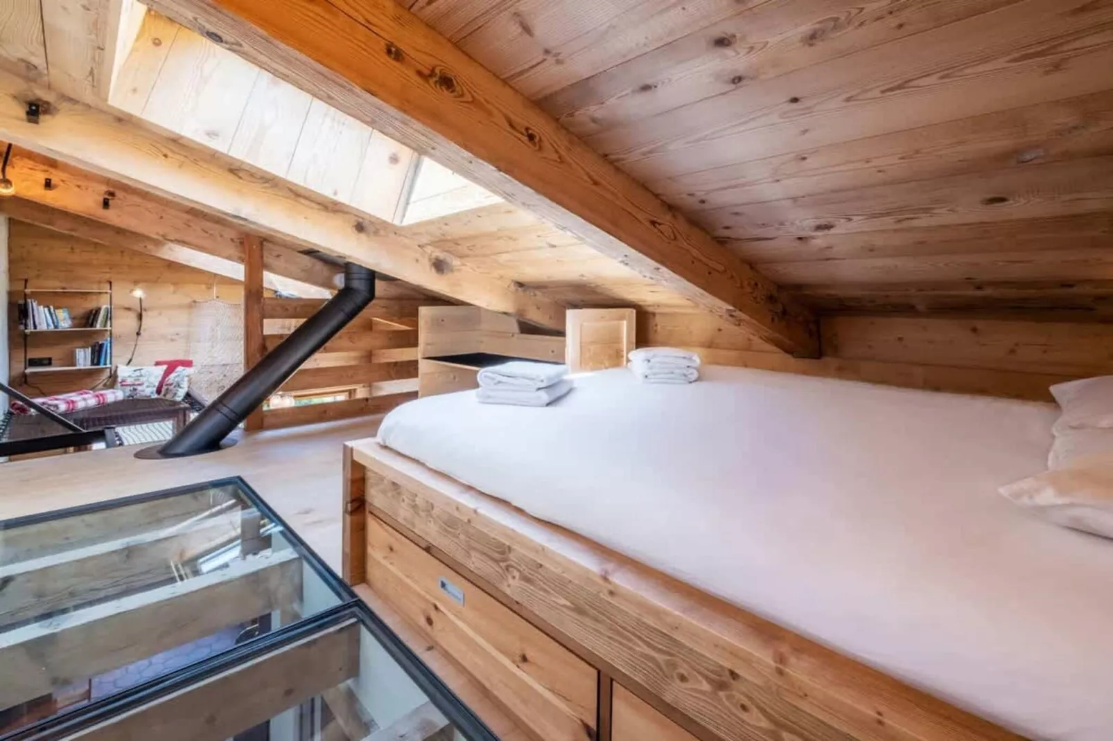 Châlet Racar pour 4 personnes centre ville et vue sur la montagne-Slaapkamer