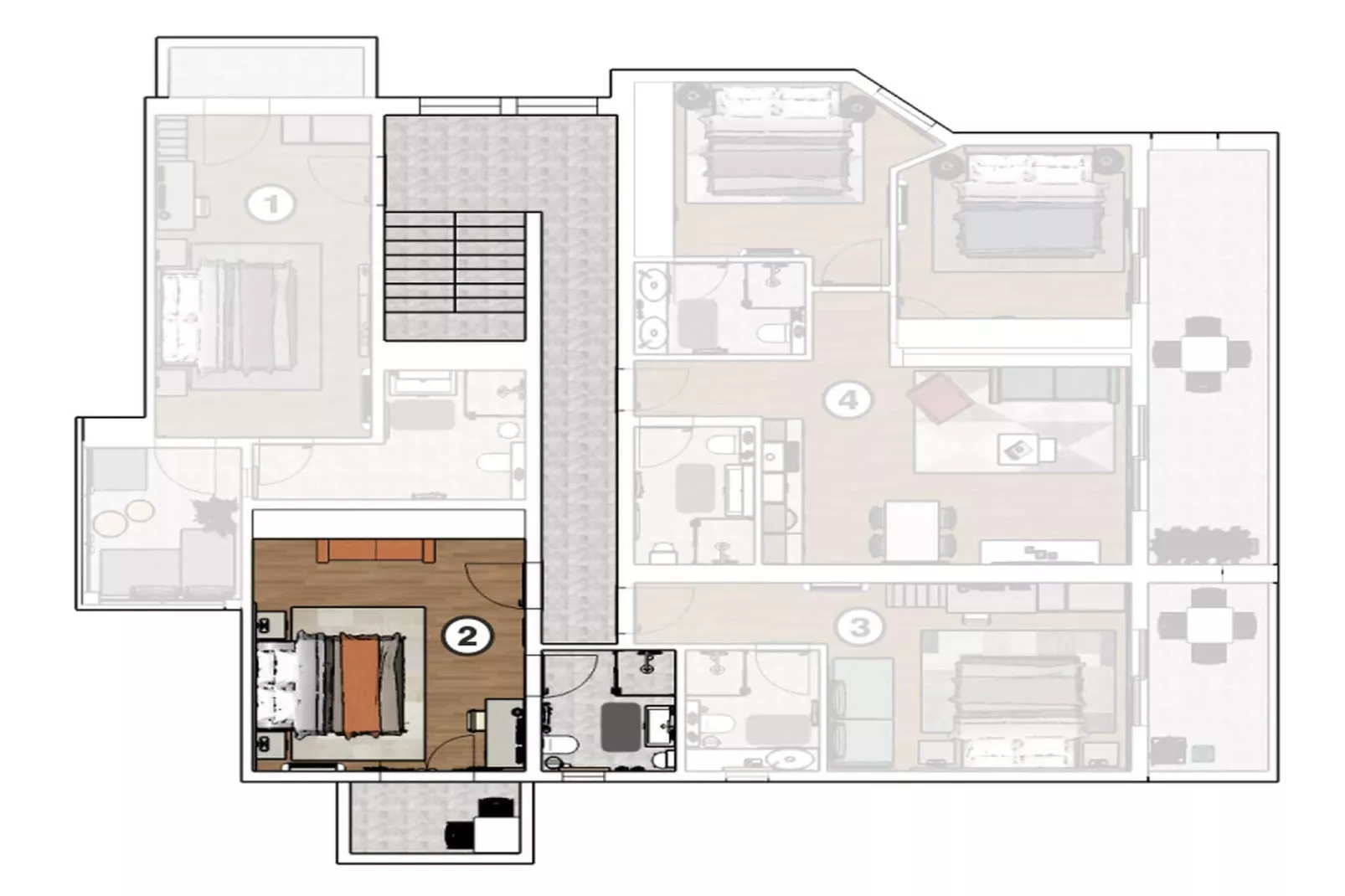 Hotelzimmer Suite 202 - Typ 2 - Plattegrond