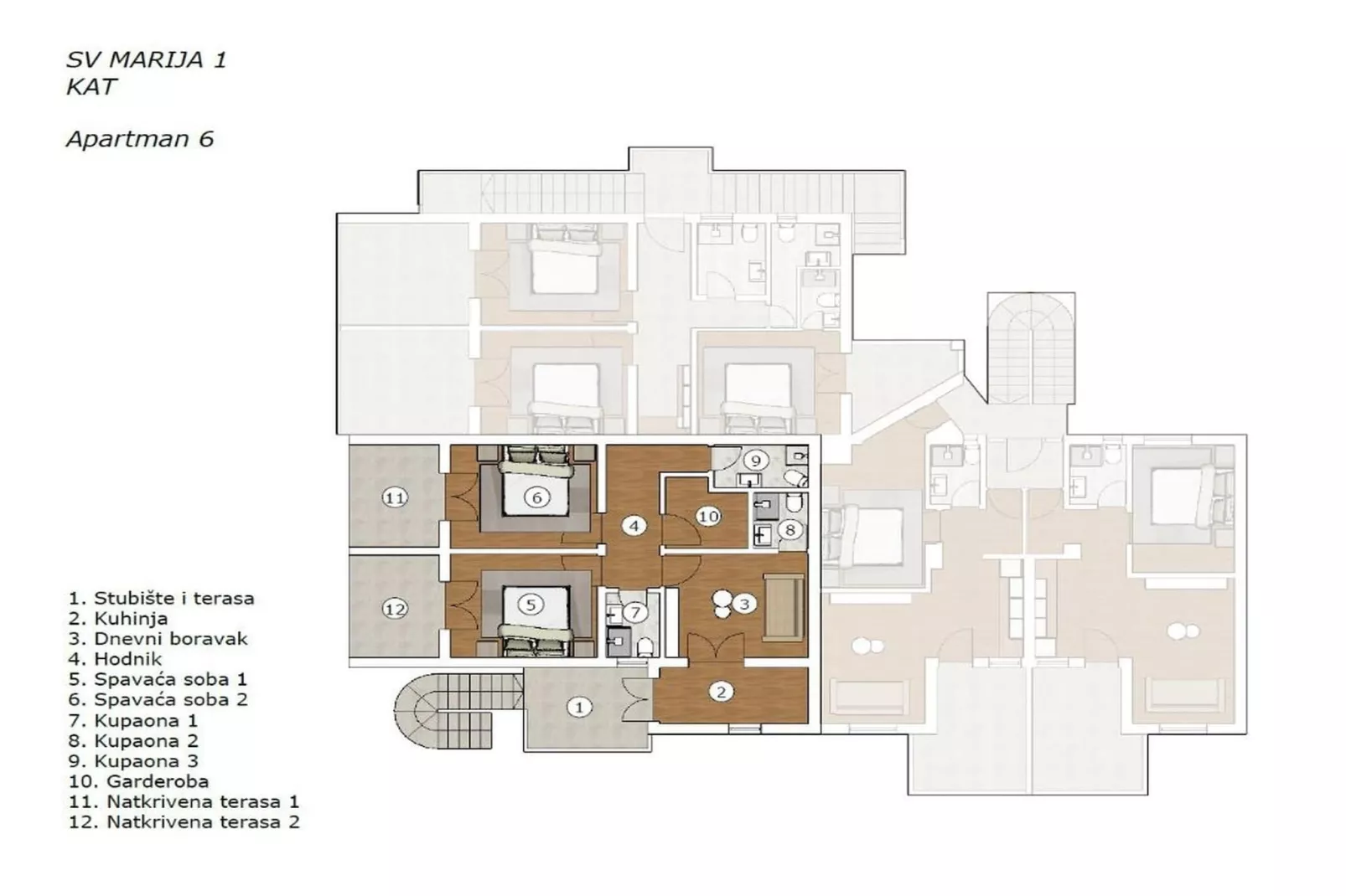 Sv Marija1 - Ferienwohnung 6 - Typ 4plus2 - Plattegrond
