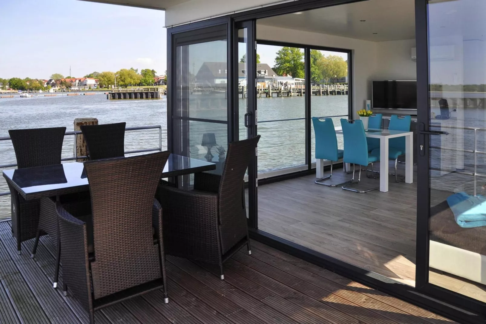 Houseboat Floating House "Leni", Ribnitz-Damgarten-Leni-Terrasbalkon
