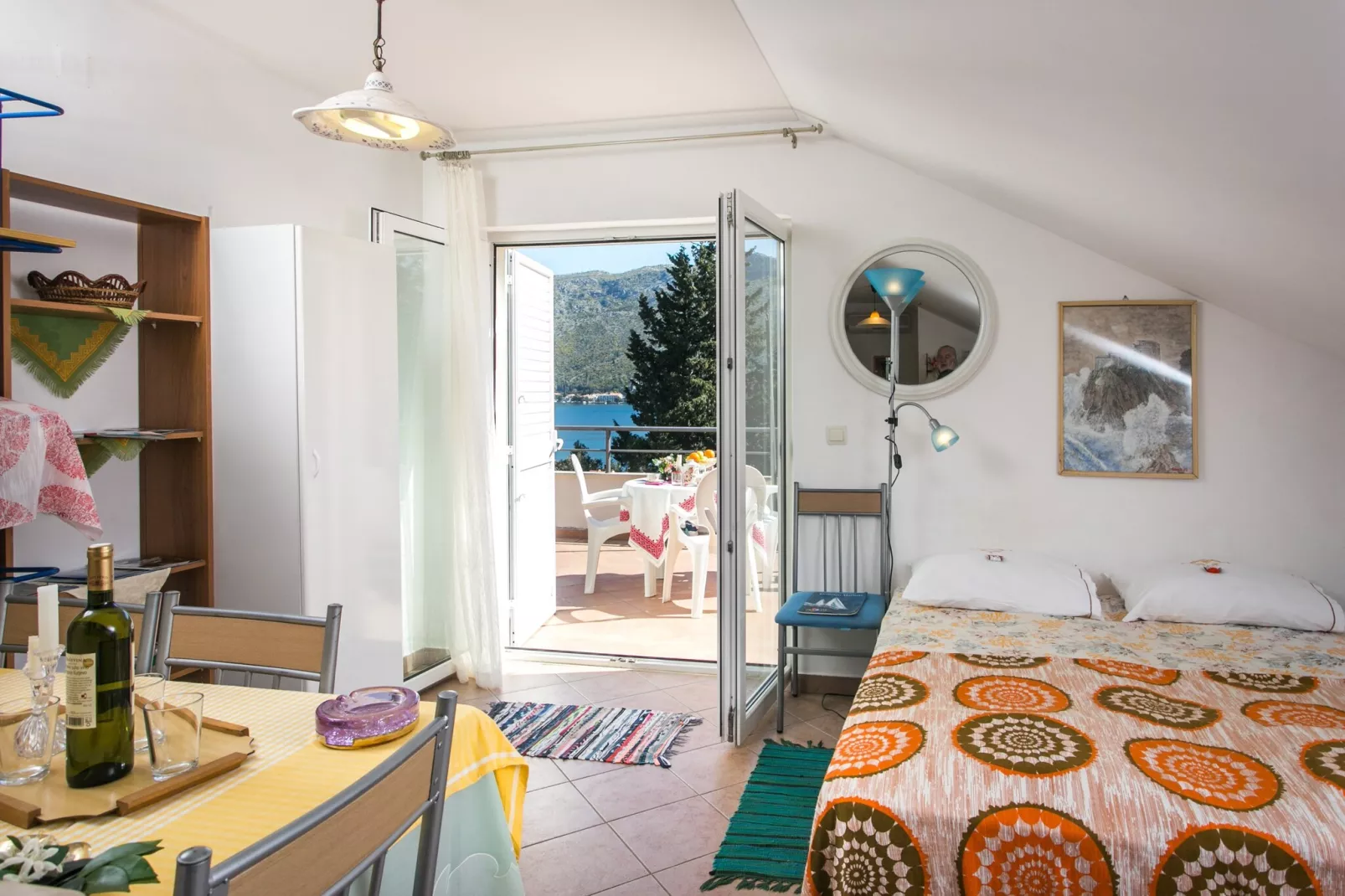 Apartments Tramonto - Studio Apartment with Balcony and Sea View - Slaapkamer