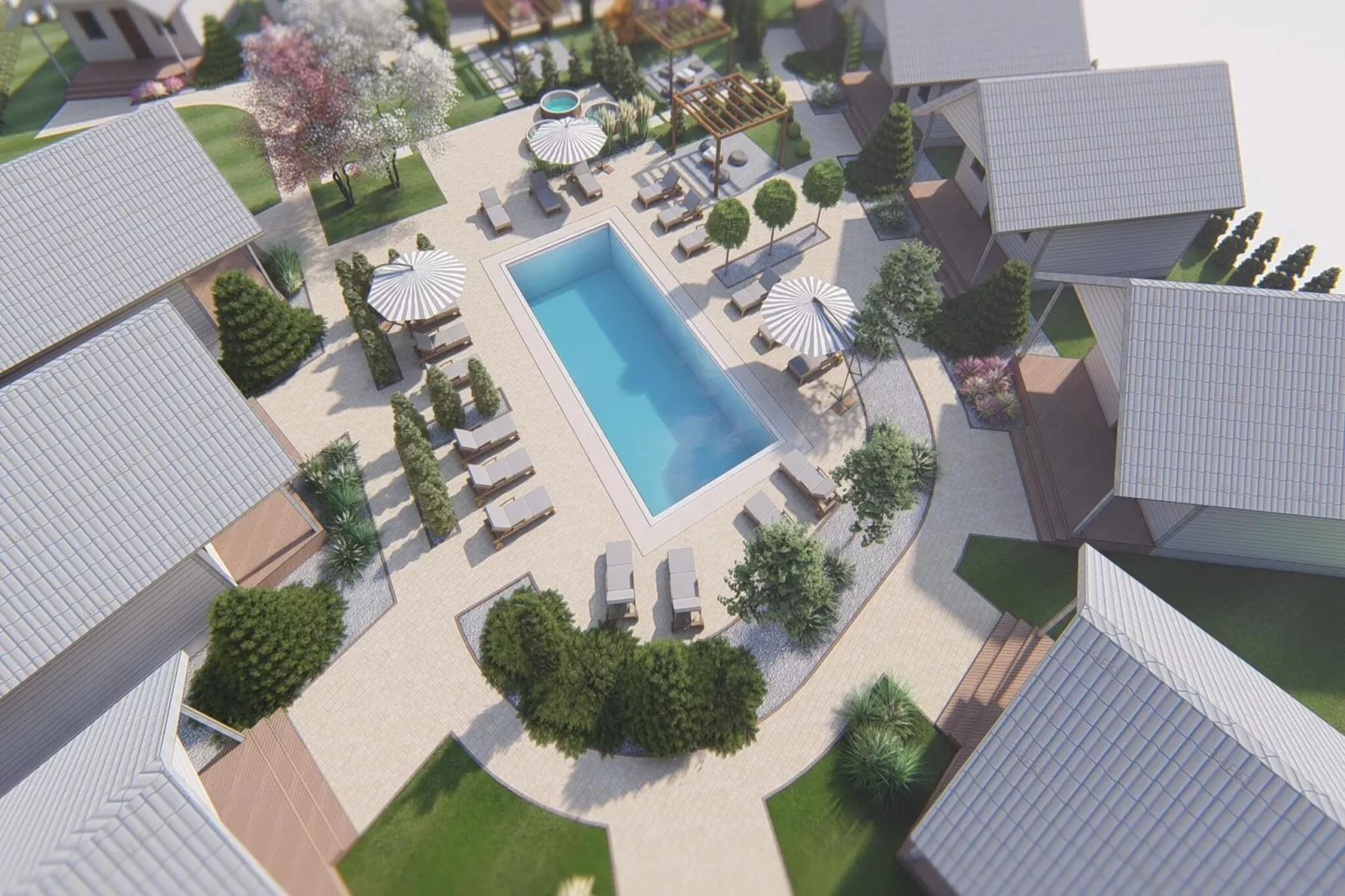 Domki wakacyjne przy basenie Jarosławiec-Buitenkant zomer