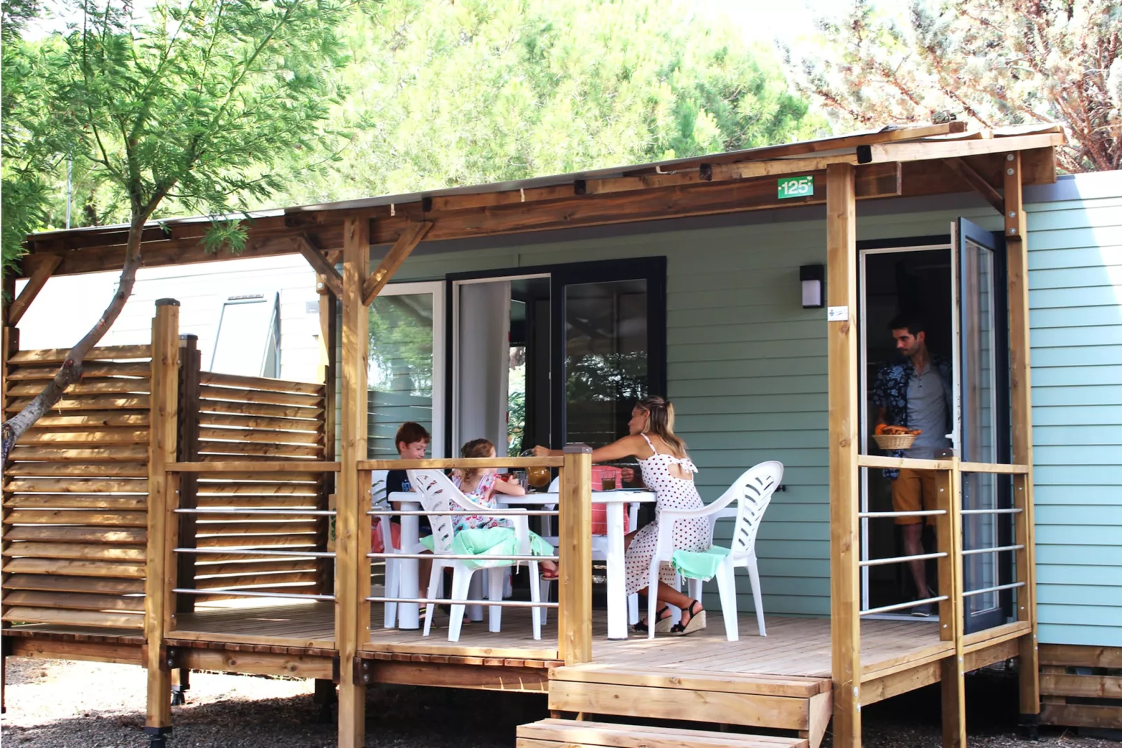 Camping L'Air Marin Vias-Plage  Mobilhome ACAPULCO 3CH - Terrasbalkon