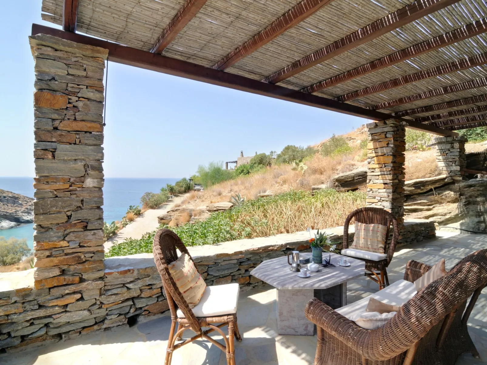 Wohnung in Kea mit Parkplatz im Freien und Blick auf den Sonnenuntergang - Image-tags.info