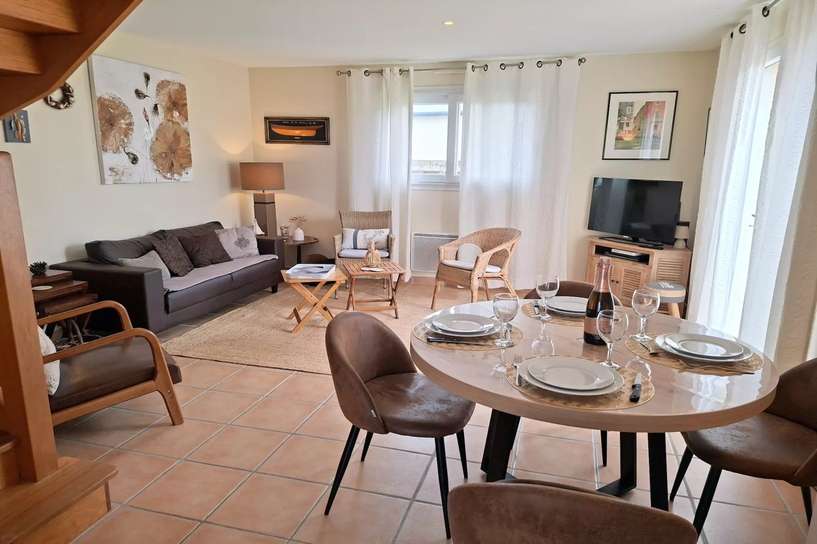 Ferienhaus Plounéour-Brignogan-Plages - Woonkamer