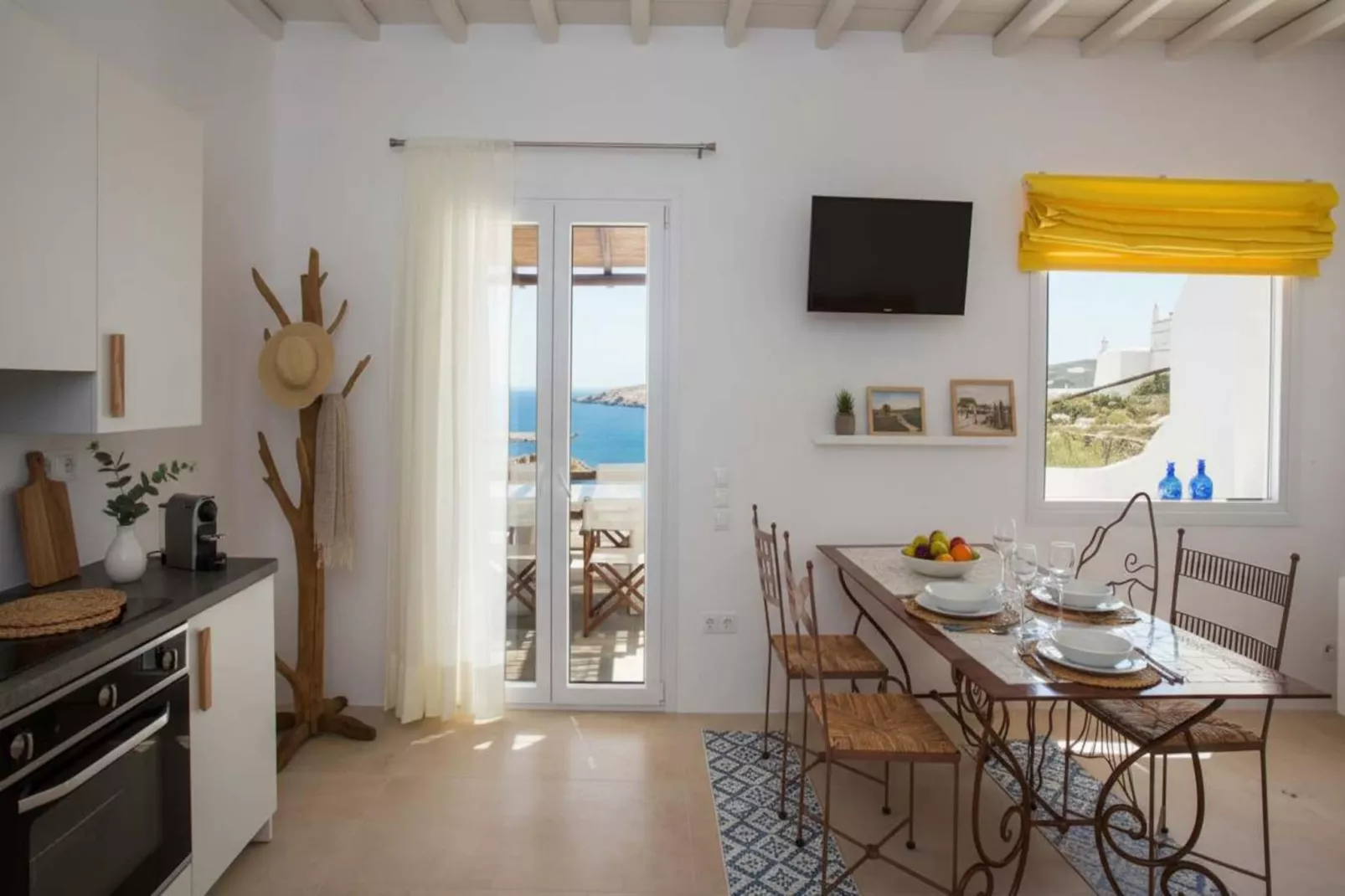 Scenic Agios Sostis Retreat with Sea Views - Woonkamer
