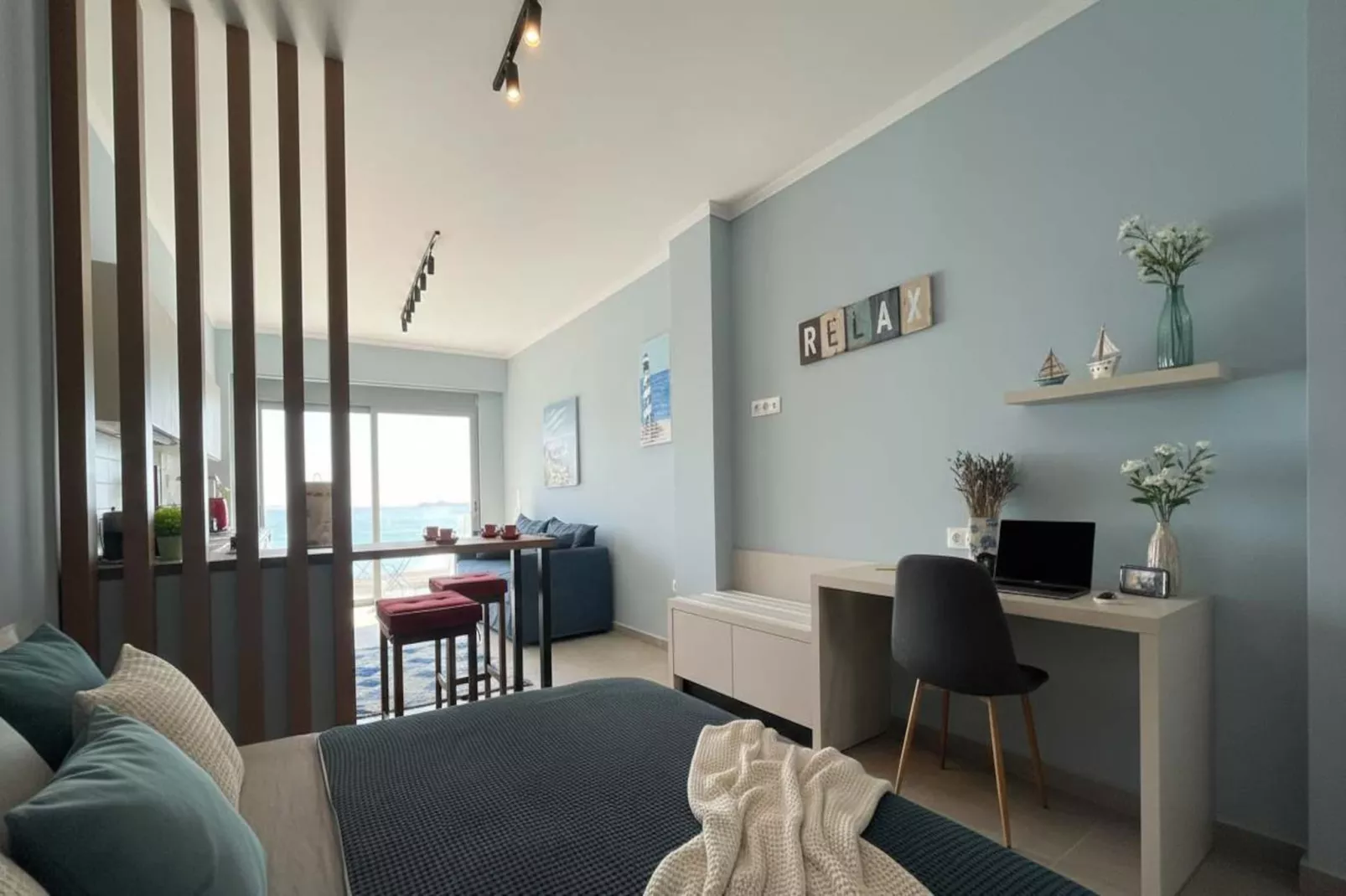 Premium Modern Charaki Studio w Beautiful Sea View - Slaapkamer