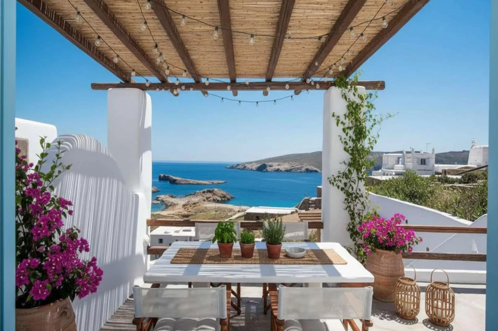 Scenic Agios Sostis Retreat with Sea Views - Terrasbalkon