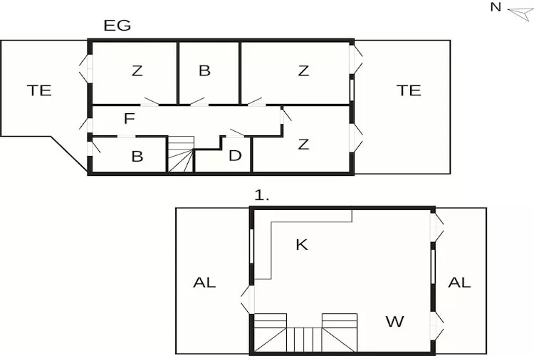4 room,2 levels - Plattegrond