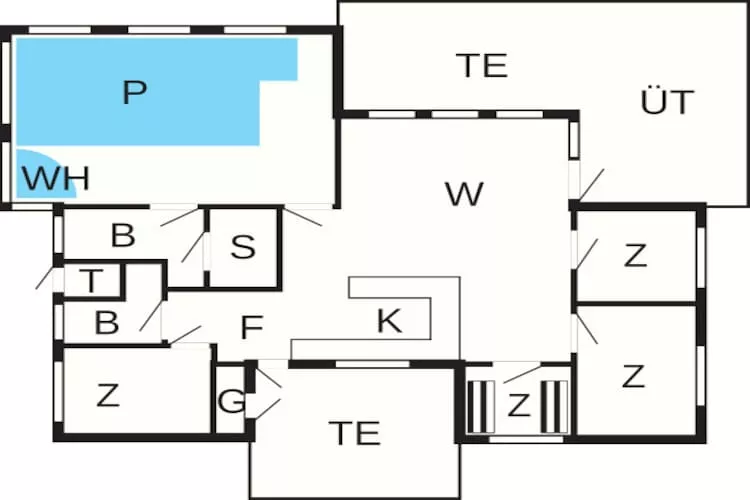 Luxe Pool House Retreat in Saltum - Plattegrond