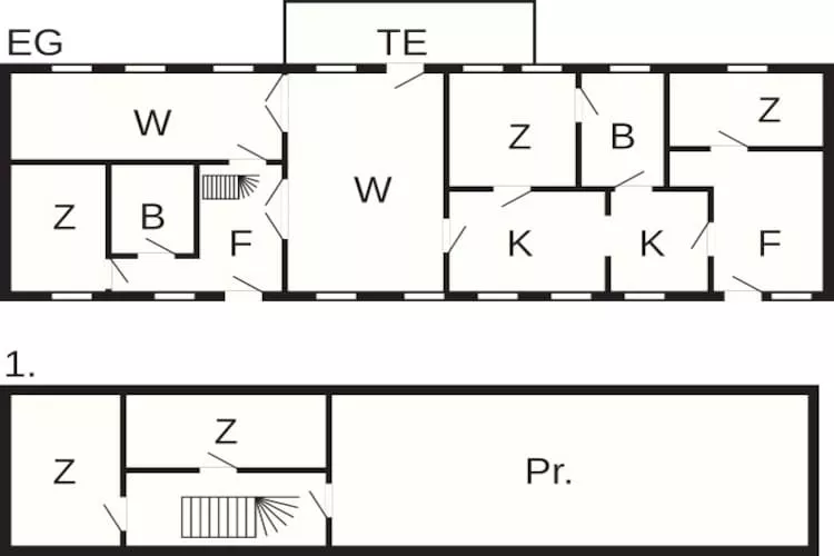 Rustiek huisje met open haard - Plattegrond
