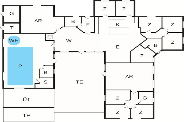 Luxe villa met zwembad Marielyst - Plattegrond