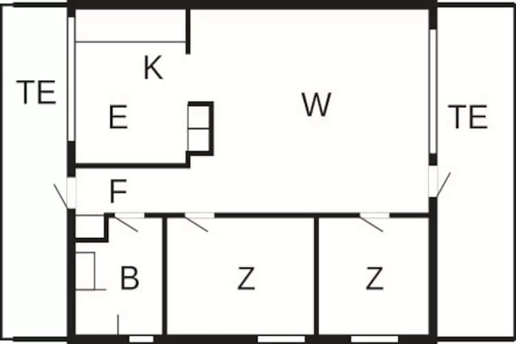 B-3½ room,renovated, Ocean view - Plattegrond