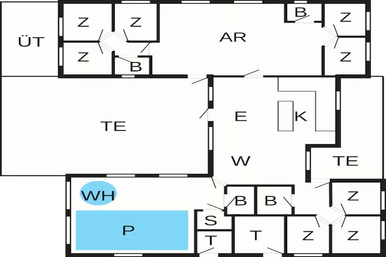 Luxe strandhuis voor 20 personen - Plattegrond