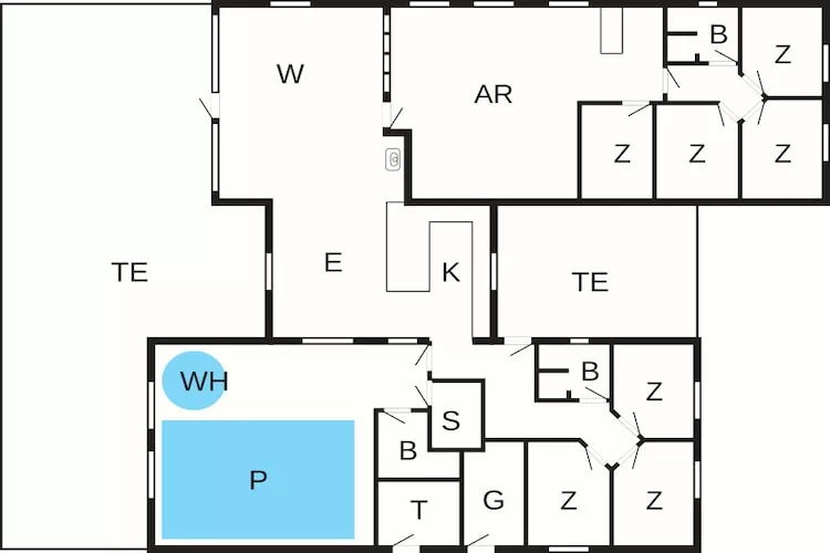 Luxe zwembadresort in Henne - Plattegrond