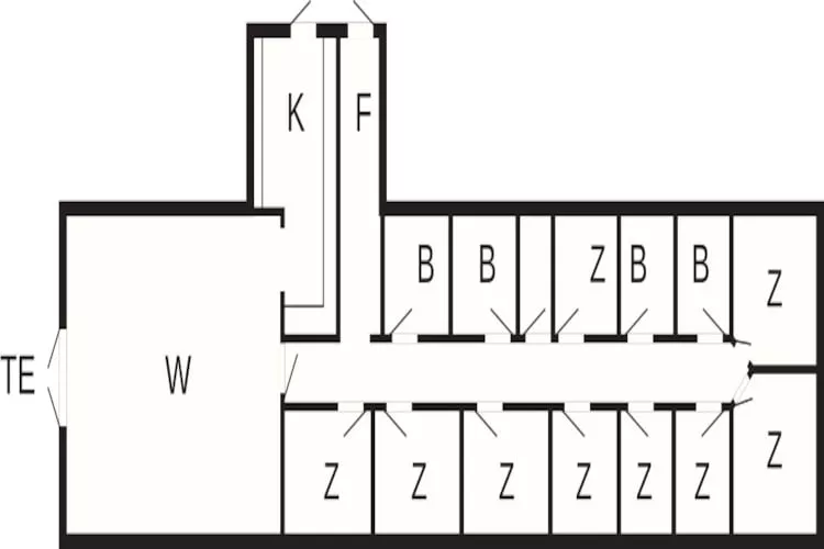 Delt værelse til 4 personer - Plattegrond