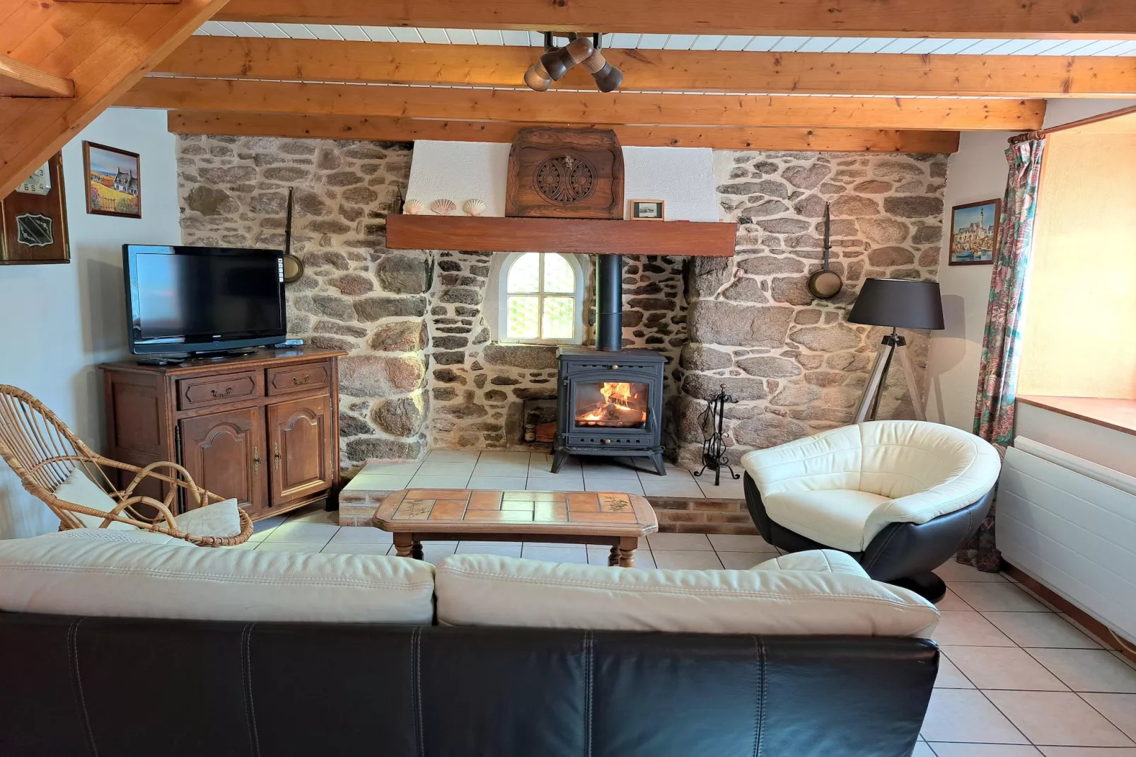 Bretonisches Steinhaus Landéda - Woonkamer