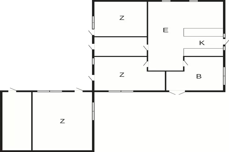 Strandhuisje met aanbouw - Plattegrond