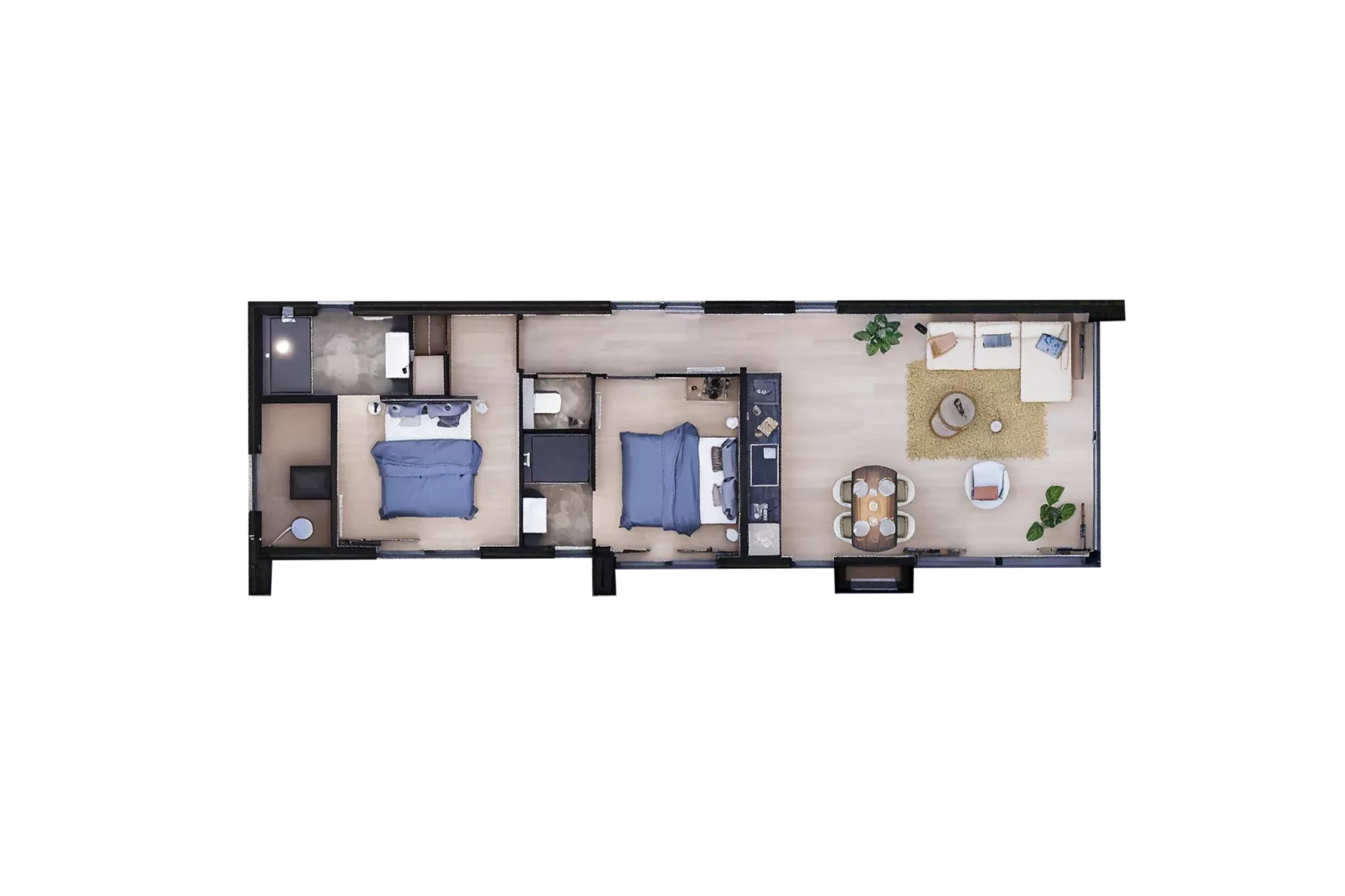 Villa Meerzicht | 2 Pers. - Plattegrond